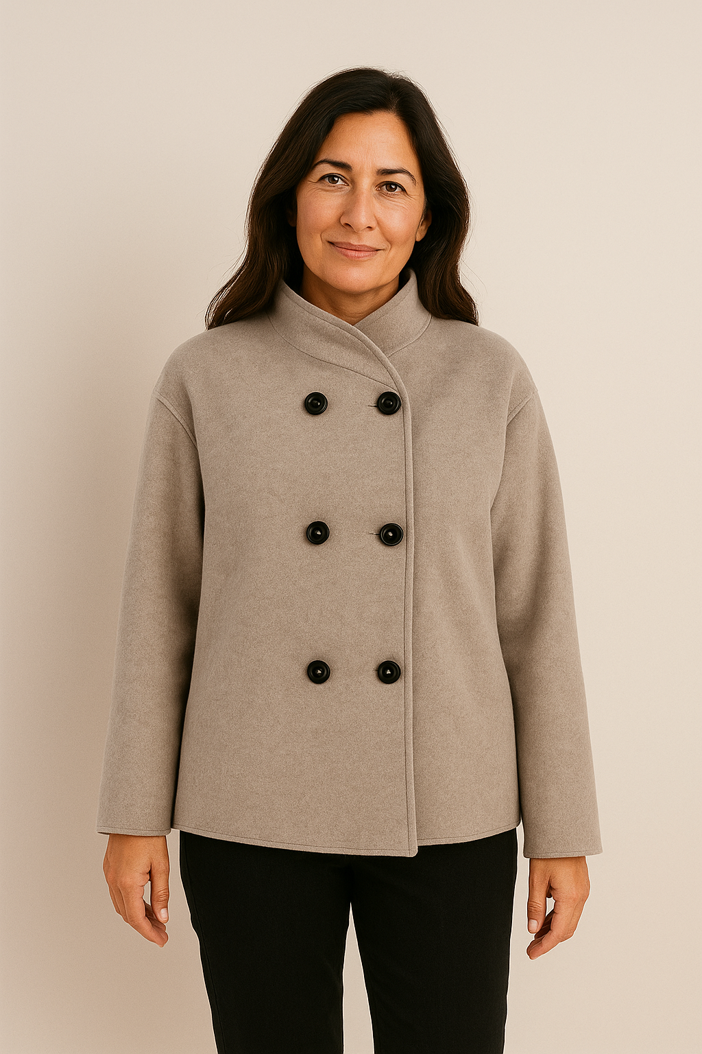 Louisa – Klassisk oversized jakke med dobbelt knappelukking