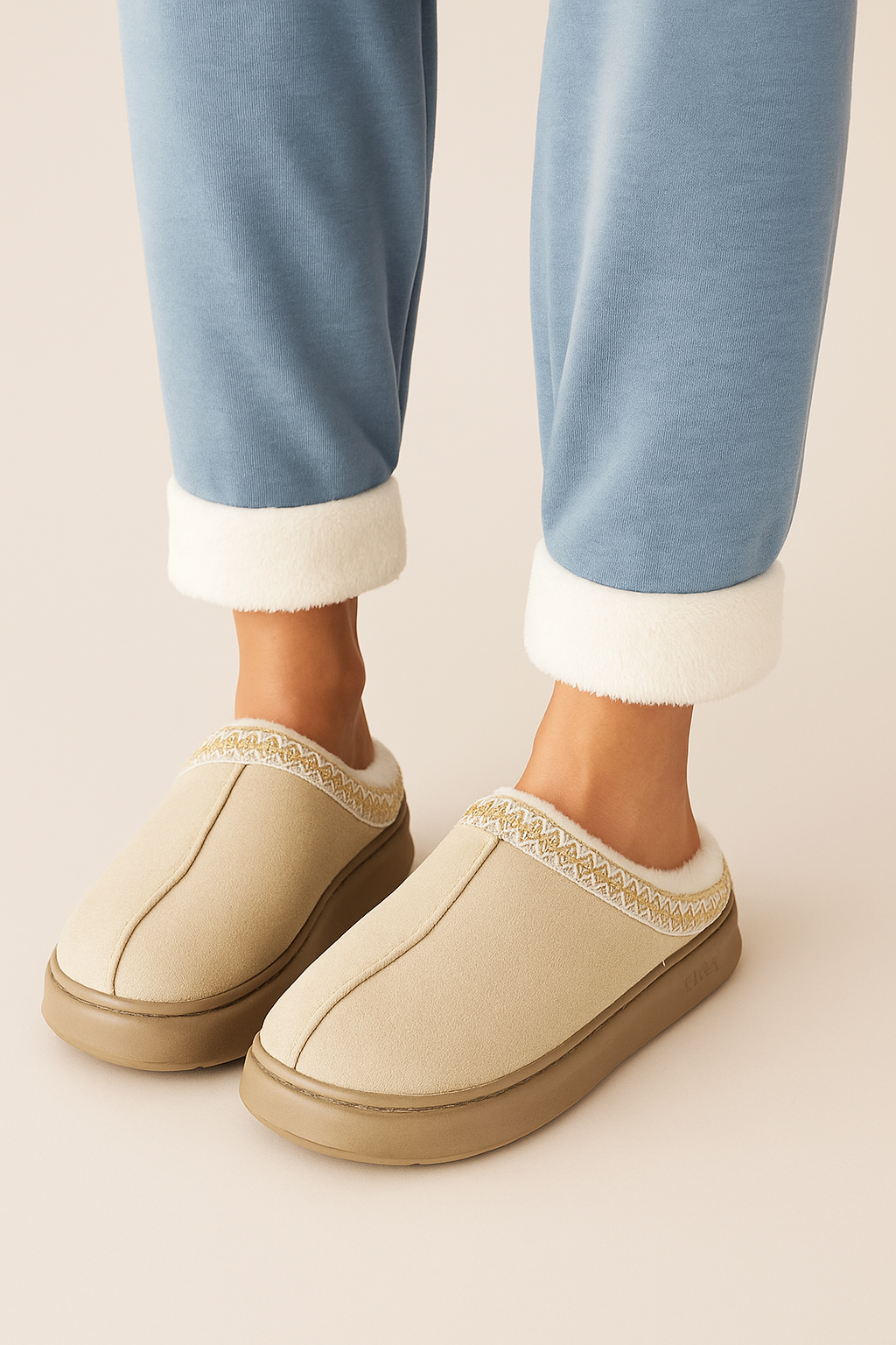 Unisex vintertøfler med varmt fleecefôr