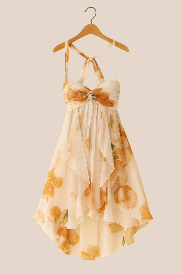 Arabella™ | Blomstret chiffong minikjole