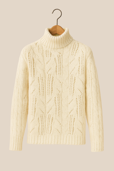 Sigrid - Kashmirgenser med rullekrage og flettemønster