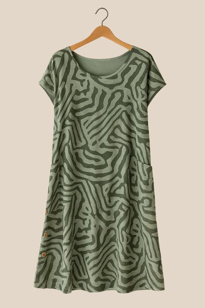 Emma™ - Sommerkjole med rund hals og flott trykk